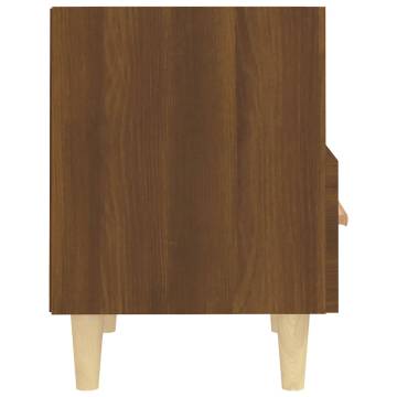 Elegant Brown Oak Bedside Cabinets - Set of 2