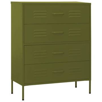 Stylish Olive Green Chest of Drawers - 80x35x101.5 cm Steel