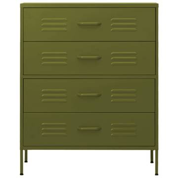 Stylish Olive Green Chest of Drawers - 80x35x101.5 cm Steel