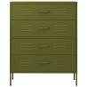 Stylish Olive Green Chest of Drawers - 80x35x101.5 cm Steel