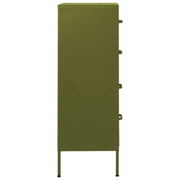 Stylish Olive Green Chest of Drawers - 80x35x101.5 cm Steel