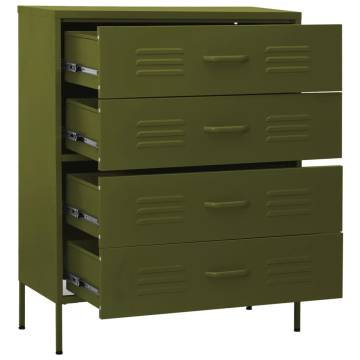 Stylish Olive Green Chest of Drawers - 80x35x101.5 cm Steel