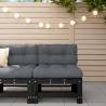 Middle Sofa with Cushions - Black Solid Wood Pine | Hipomarket