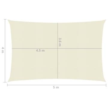 HDPE Sunshade Sail 160 g/m² Cream 4x5 m - Hipomarket UK