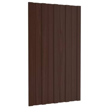 Roof Panels 12 pcs Galvanised Steel Brown 80x45 cm | HipoMarket