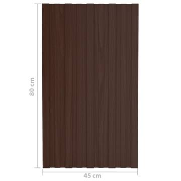 Roof Panels 12 pcs Galvanised Steel Brown 80x45 cm | HipoMarket