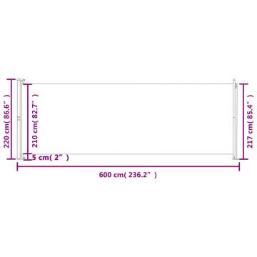 Patio Retractable Side Awning 220x600 cm - Stylish Privacy