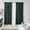 Linen-Look Blackout Curtains with Hooks 2 pcs Green 140x175 cm Colour green Size 140 x 175 cm Quantity in Package 2 