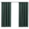 Linen-Look Blackout Curtains - Green 140x175 cm (2 pcs)