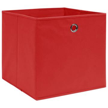 Stylish 10 pcs Storage Boxes - Red Non-woven Fabric 28x28 cm