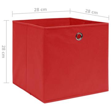 Stylish 10 pcs Storage Boxes - Red Non-woven Fabric 28x28 cm