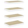 Floating Wall Shelves - Oak & White 4 pcs | Hipomarket UK