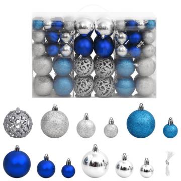 100 Pcs Blue & Silver Christmas Baubles - Adorn Your Tree!