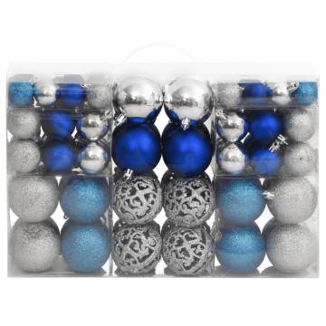 100 Pcs Blue & Silver Christmas Baubles - Adorn Your Tree!