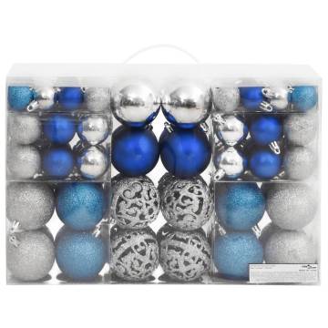 100 Pcs Blue & Silver Christmas Baubles - Adorn Your Tree!