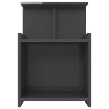 High Gloss Grey Bed Cabinet - Stylish & Practical Storage