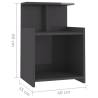 High Gloss Grey Bed Cabinet - Stylish & Practical Storage