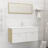 2 Piece Bathroom Furniture Set White and Sonoma Oak Engineered Wood Colour white and sonoma oak Number of 1 Number of Pieces 