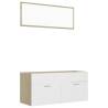 2 Piece Bathroom Furniture Set | White & Sonoma Oak | Hipomarket