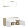 2 Piece Bathroom Furniture Set | White & Sonoma Oak | Hipomarket