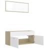 2 Piece Bathroom Furniture Set | White & Sonoma Oak | Hipomarket