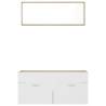 2 Piece Bathroom Furniture Set | White & Sonoma Oak | Hipomarket