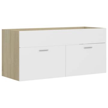 2 Piece Bathroom Furniture Set | White & Sonoma Oak | Hipomarket