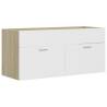 2 Piece Bathroom Furniture Set | White & Sonoma Oak | Hipomarket