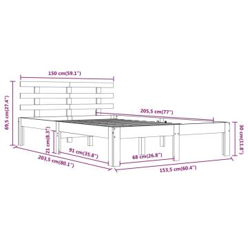 Solid Wood King Size Bed Frame 150x200 cm - HipoMarket