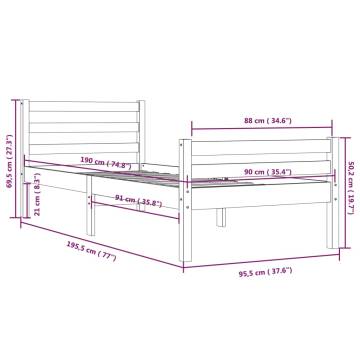 Solid Wood Bed Frame 90x190 cm Single - Modern Design