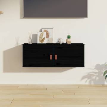 Wall Cabinet Black 80x30 cm - Solid Pine Wood | HipoMarket