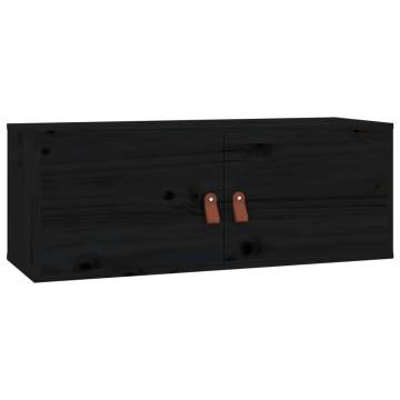 Wall Cabinet Black 80x30 cm - Solid Pine Wood | HipoMarket