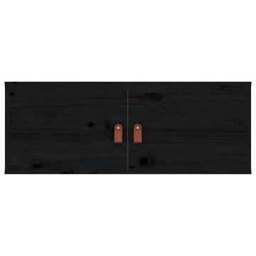 Wall Cabinet Black 80x30 cm - Solid Pine Wood | HipoMarket