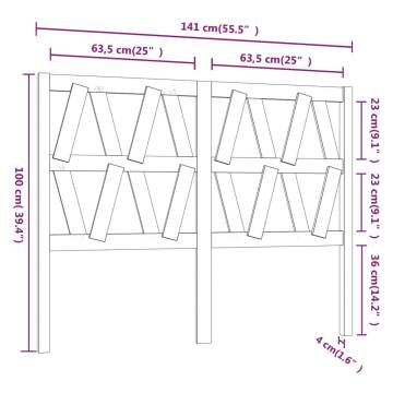 Stylish Solid Wood Pine Bed Headboard - 141x4x100 cm