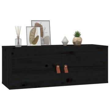 Wall Cabinet Black 80x30 cm - Solid Pine Wood | HipoMarket