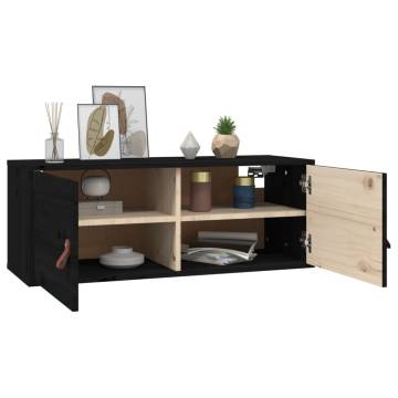 Wall Cabinet Black 80x30 cm - Solid Pine Wood | HipoMarket