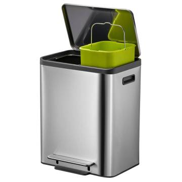 EKO Pedal Bin EcoCasa 2x15 L Matte Silver | Stylish Waste Solution