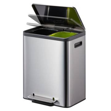 EKO Pedal Bin EcoCasa 2x15 L Matte Silver | Stylish Waste Solution