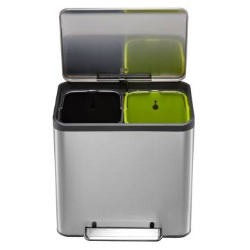 EKO Pedal Bin EcoCasa 2x15 L Matte Silver | Stylish Waste Solution