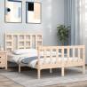 Bed Frame with Headboard Small Double Solid Wood Colour natural Size 120 x 190 cm 