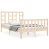 Small Double Bed Frame with Headboard - Solid Pine Wood