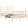 Small Double Bed Frame with Headboard - Solid Pine Wood