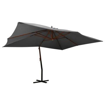 Cantilever Umbrella with Wooden Pole 400x300 cm - Anthracite