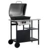 Gas BBQ Grill with 3-Layer Side Table - Black & Silver