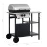 Gas BBQ Grill with 3-Layer Side Table - Black & Silver