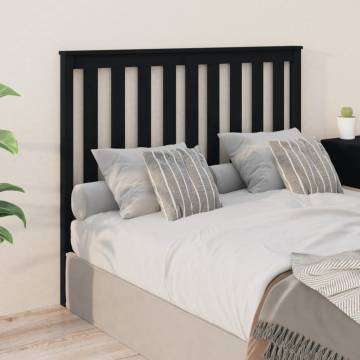 Stylish Black Bed Headboard - Solid Pine Wood 146x6x101 cm