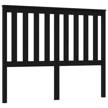 Stylish Black Bed Headboard - Solid Pine Wood 146x6x101 cm