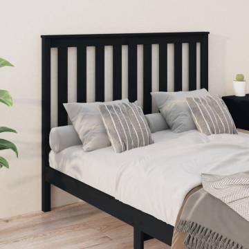 Stylish Black Bed Headboard - Solid Pine Wood 146x6x101 cm