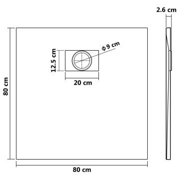 SMC Grey Shower Base Tray 80x80 cm - Durable & Stylish