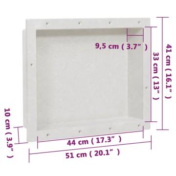 Shower Niche Matt White 41x51x10 cm | Durable Bathroom Shelf